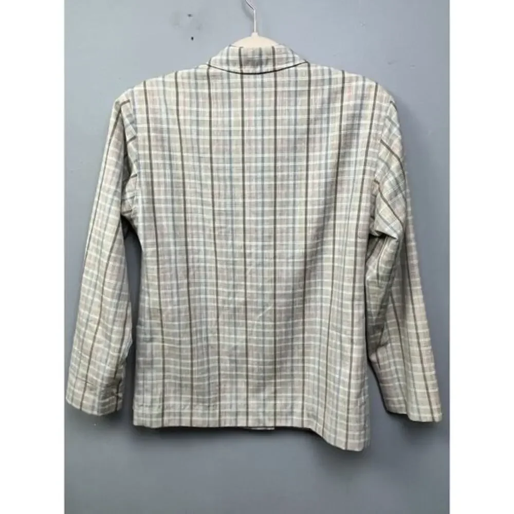 Counry Sophisticates Petite‎ Pendleton Jacket Blazer Womens 4 Tan Silk Plaid VTG